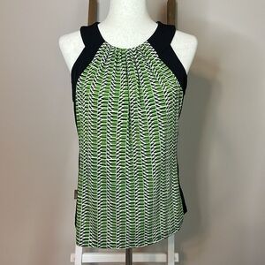 Worthington Geometric Green and Black Sleeveless Blouse Size Medium in GUC